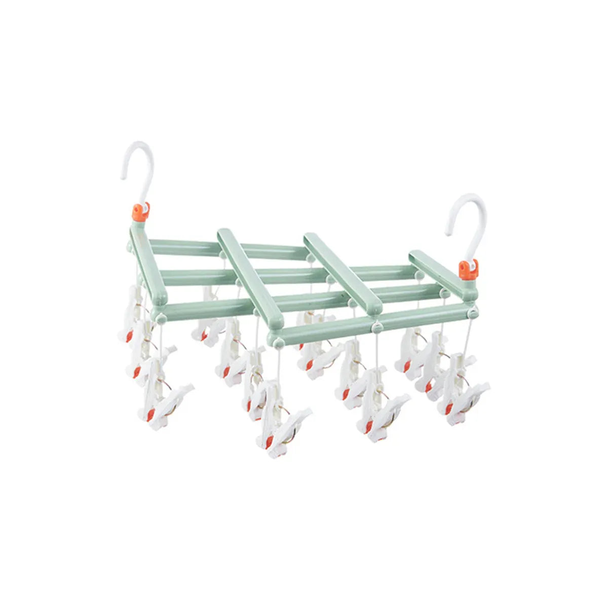 Plastic Socks Drying Rack Multi Clip Clothes Hanger Laundry Organizer Holder - Green