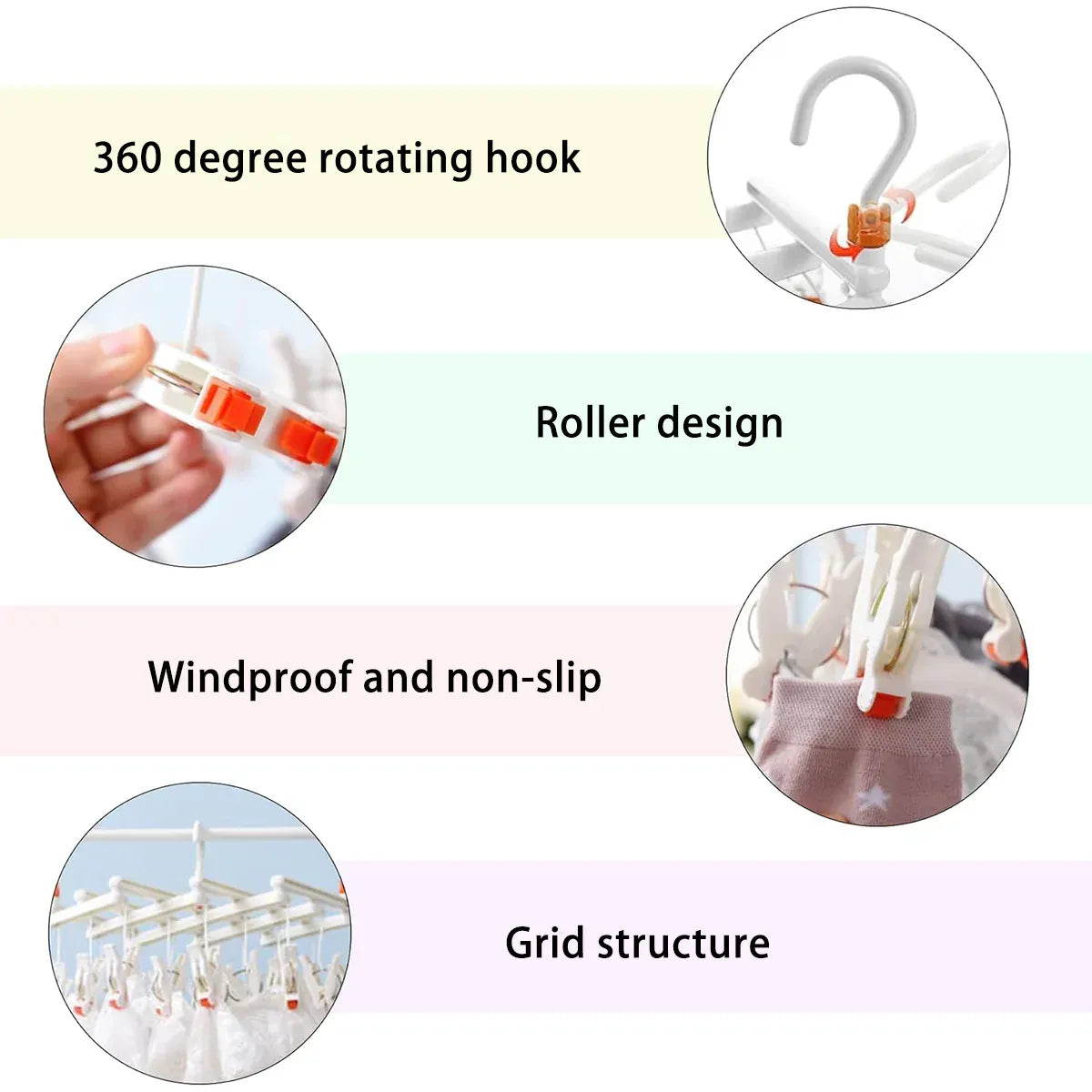 Plastic Socks Drying Rack Multi Clip Clothes Hanger Laundry Organizer Holder - Green