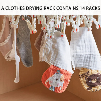 Plastic Socks Drying Rack Multi Clip Clothes Hanger Laundry Organizer Holder - Green