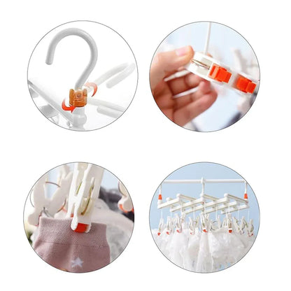 Plastic Socks Drying Rack Multi Clip Clothes Hanger Laundry Organizer Holder - Green