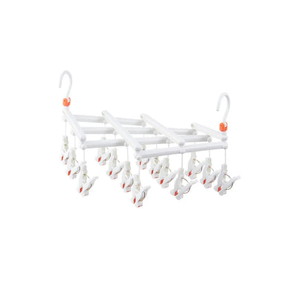 Plastic Socks Drying Rack Multi Clip Clothes Hanger Laundry Organizer Holder - White
