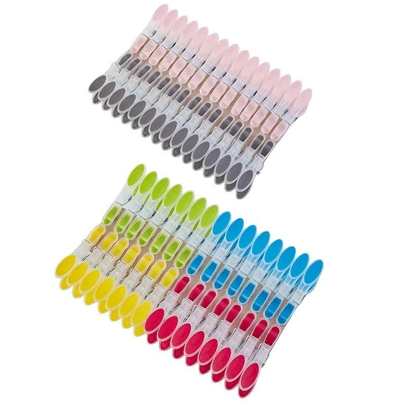 30pcs Household Clothes Clip Non Trace Soft Grip Clothespins Laundry Pegs Hanger - Grey Pink