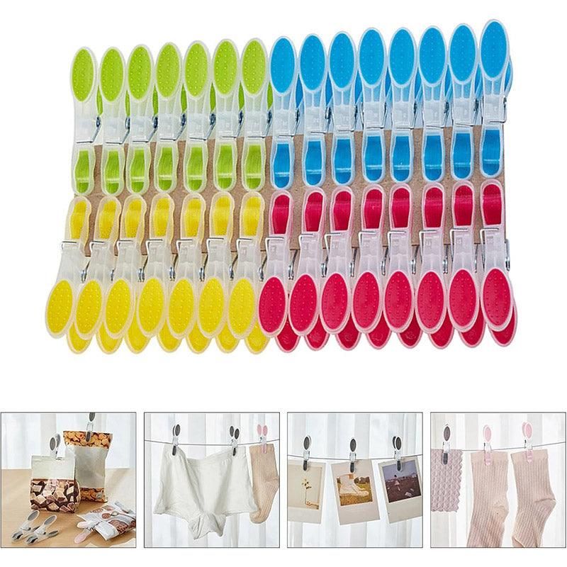 30pcs Household Clothes Clip Non Trace Soft Grip Clothespins Laundry Pegs Hanger - Grey Pink
