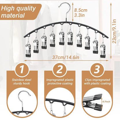 3PCS Sock Drying Rack Multi Clip Hanger Folding Clothes Line Laundry Holder Home