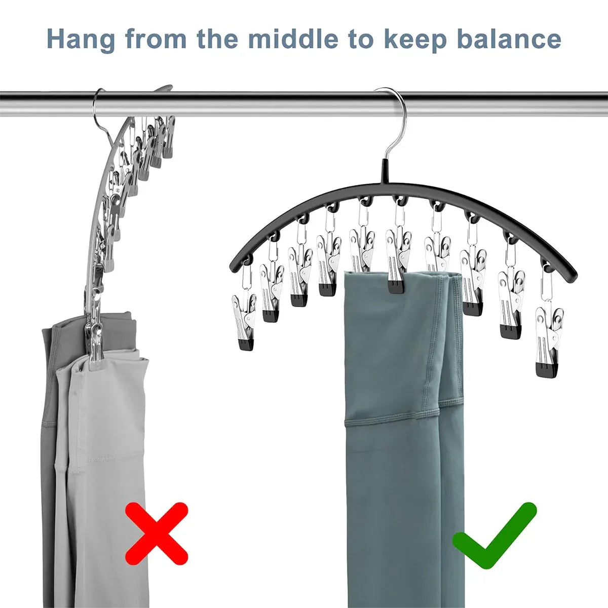 3PCS Sock Drying Rack Multi Clip Hanger Folding Clothes Line Laundry Holder Home