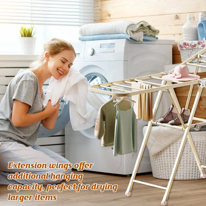 Freestanding Foldable Clothes Airer with Wheels Portable Drying Rack