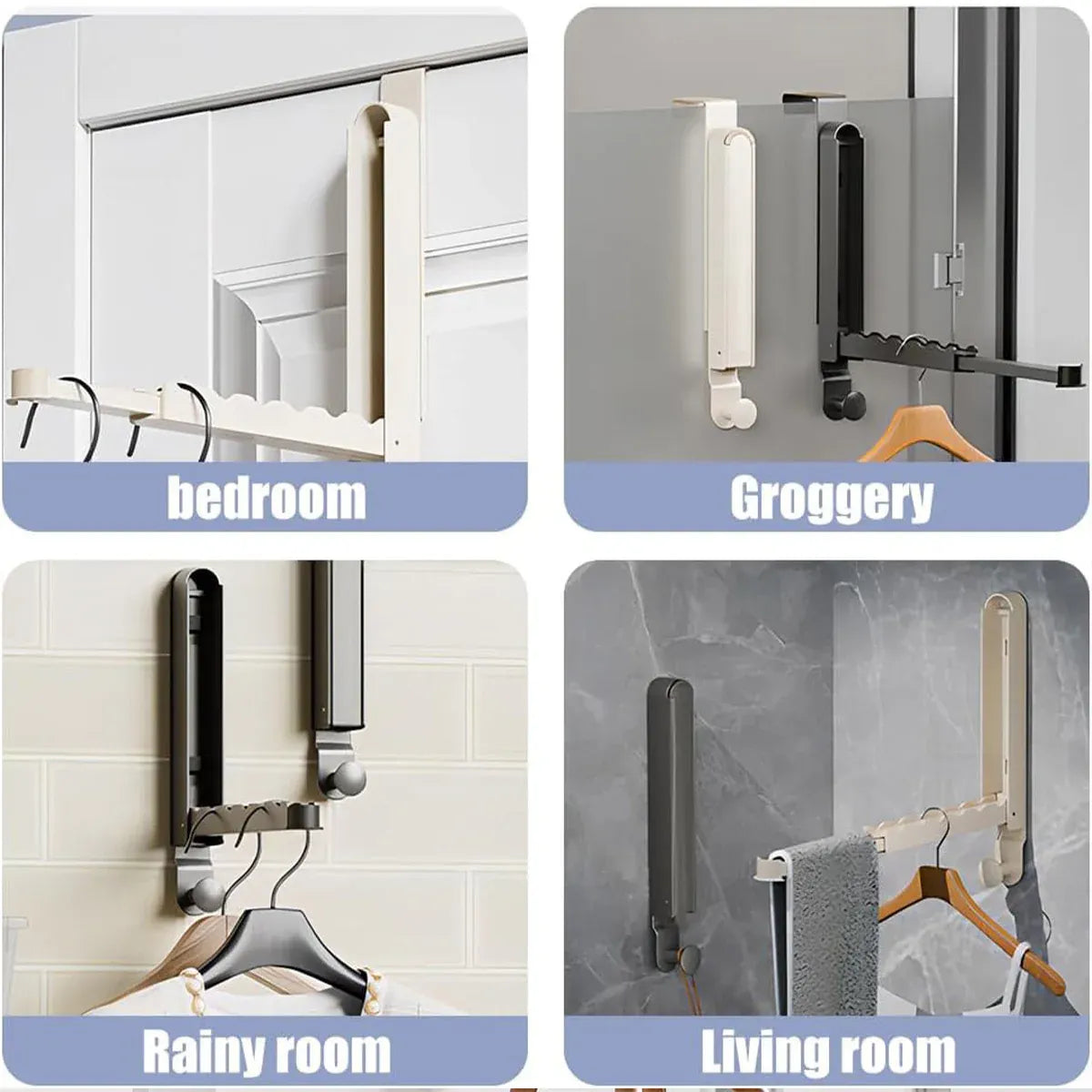 Folding Behind the Door Hook Hanger Clothes Hat Hanger Wall Mounted Organizer - Grey