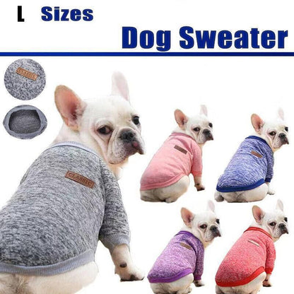 L Size Cute Pet Dog Warm Jumper Sweater Clothes Cat Knitted Coat Winter - Purple