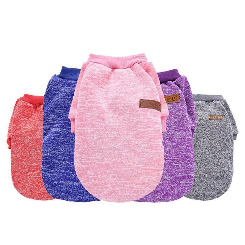 L Size Cute Pet Dog Warm Jumper Sweater Clothes Cat Knitted Coat Winter - Purple