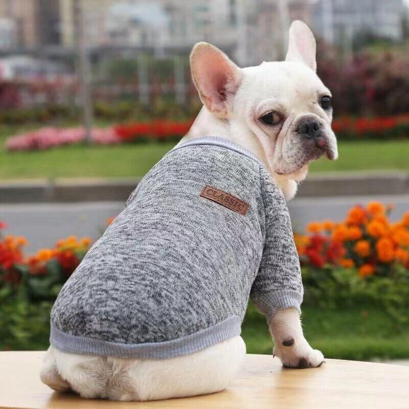 L Size Cute Pet Dog Warm Jumper Sweater Clothes Cat Knitted Coat Winter - Purple