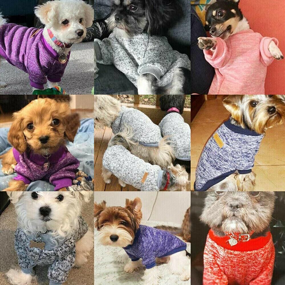 L Size Cute Pet Dog Warm Jumper Sweater Clothes Cat Knitted Coat Winter - Purple