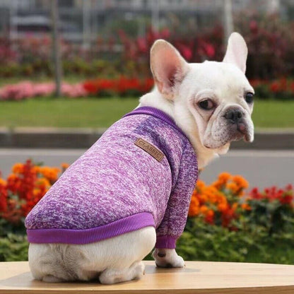 L Size Cute Pet Dog Warm Jumper Sweater Clothes Cat Knitted Coat Winter - Purple
