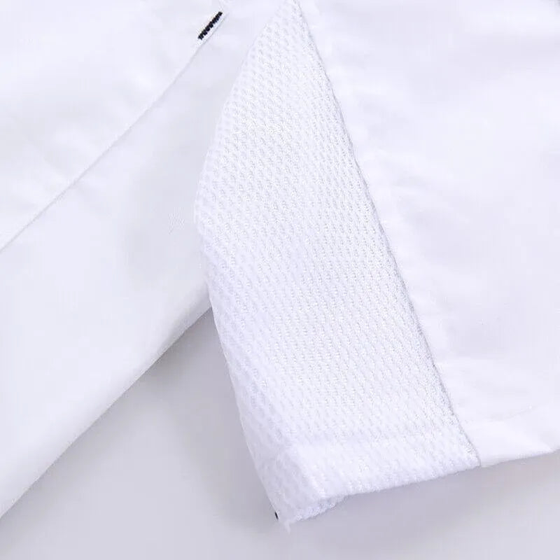 Black Unisex Mesh Sleeve Chef Coat Jacket Restaurant Hotel Cook Short Uniform - XL