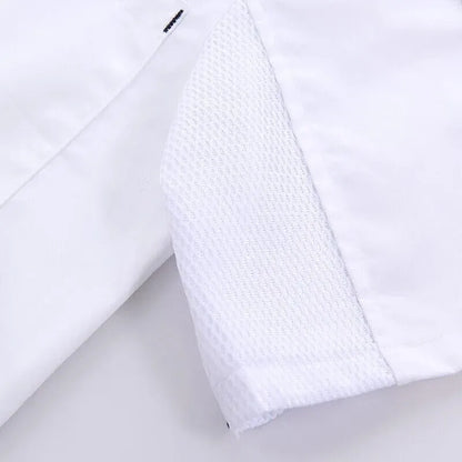 Black Unisex Mesh Sleeve Chef Coat Jacket Restaurant Hotel Cook Short Uniform - XL