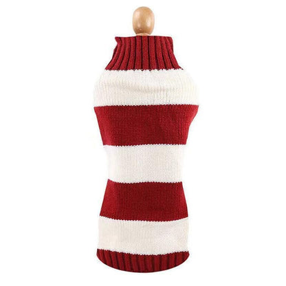 L Red Thick Stripes Jumper Sweater Cat Knitted Coat Puppy Pet Winter Knitwear