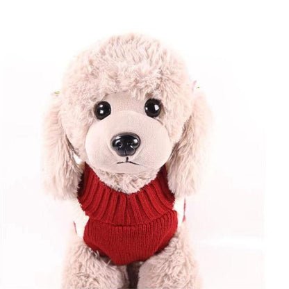 L Red Thick Stripes Jumper Sweater Cat Knitted Coat Puppy Pet Winter Knitwear