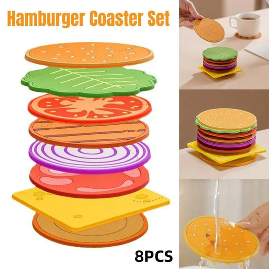8pcs Anti Slip Coasters Set Insulated Drink Mats for Home Table Protection
