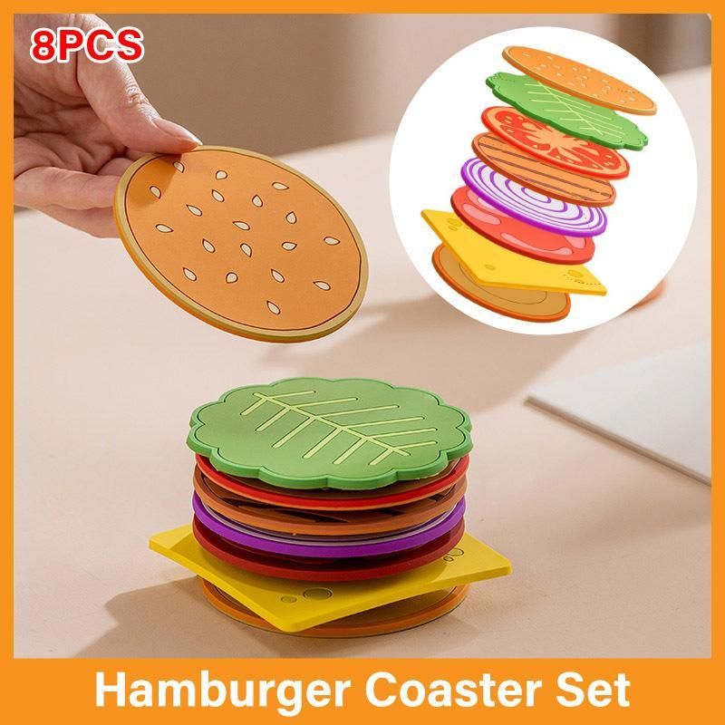 8pcs Anti Slip Coasters Set Insulated Drink Mats for Home Table Protection