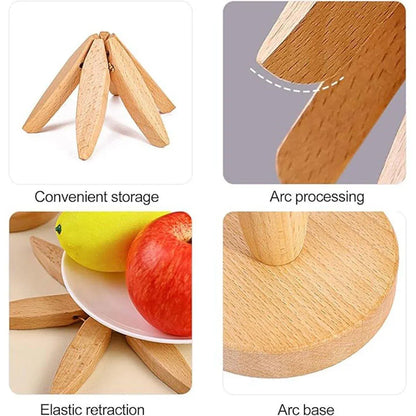 Solid Wooden Trivet for Hot Dish Walnut Christmas Tree Table Heat-Resistant Mat - Beige-4pcs