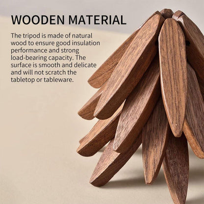 Solid Wooden Trivet for Hot Dish Walnut Christmas Tree Table Heat-Resistant Mat - Brown-3pcs