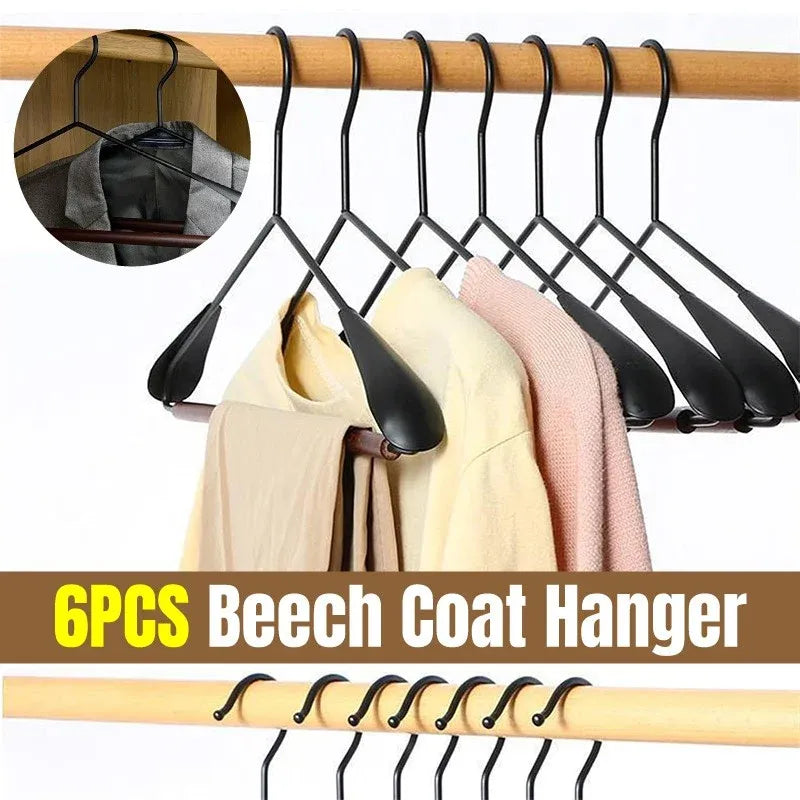 6pcs Iron Wood Combination No Trace Hangers Non Slip for Coat Shirt Closet