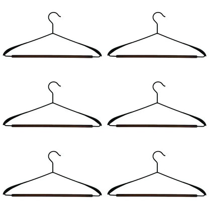 6pcs Iron Wood Combination No Trace Hangers Non Slip for Coat Shirt Closet