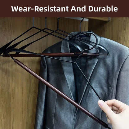 6pcs Iron Wood Combination No Trace Hangers Non Slip for Coat Shirt Closet
