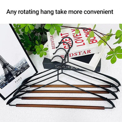 6pcs Iron Wood Combination No Trace Hangers Non Slip for Coat Shirt Closet
