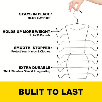 2pcs 8 Tier Metal Clothes Hanger Underwear Storage Organizer Stainless Steel