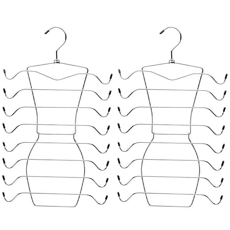 2pcs 8 Tier Metal Clothes Hanger Underwear Storage Organizer Stainless Steel