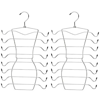 2pcs 8 Tier Metal Clothes Hanger Underwear Storage Organizer Stainless Steel