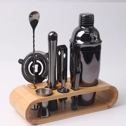 Cocktail Shaker Set Bar Tools Stainless Steel Mixing Glasses Drink Shaker Cups - Black