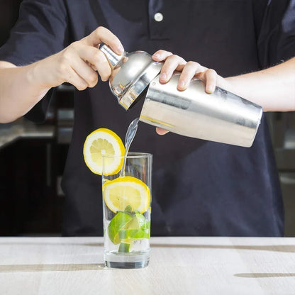 Cocktail Shaker Set Bar Tools Stainless Steel Mixing Glasses Drink Shaker Cups - Black