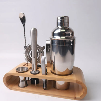 Cocktail Shaker Set Bar Tools Stainless Steel Mixing Glasses Drink Shaker Cups - Black