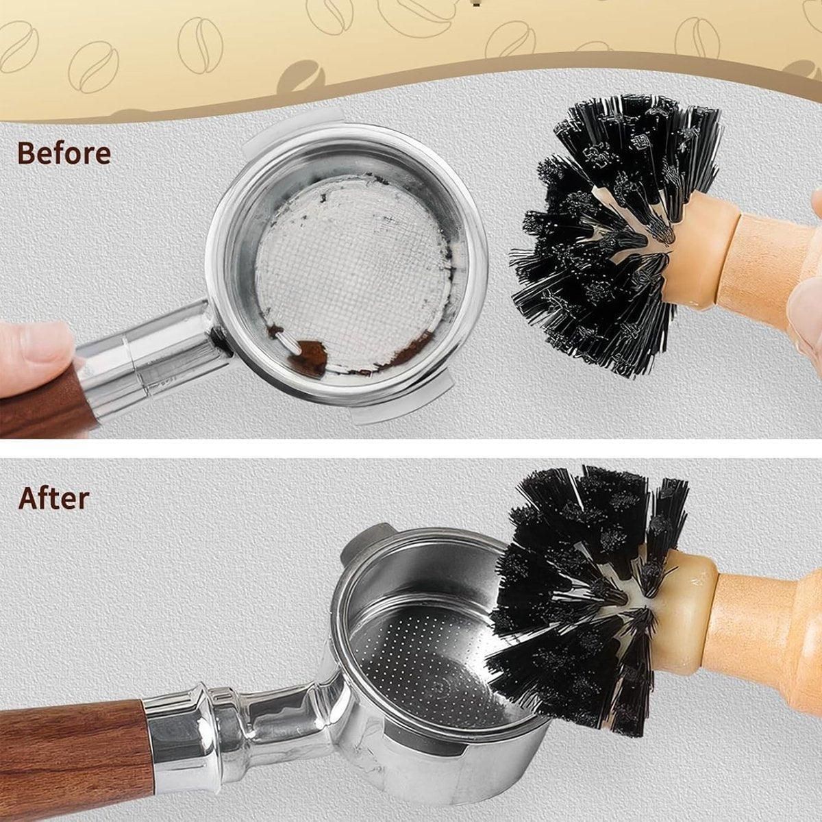 Coffee Basket Brush Coffee Cleaning Brush with Wood Handle for Portafilter Basket - Large