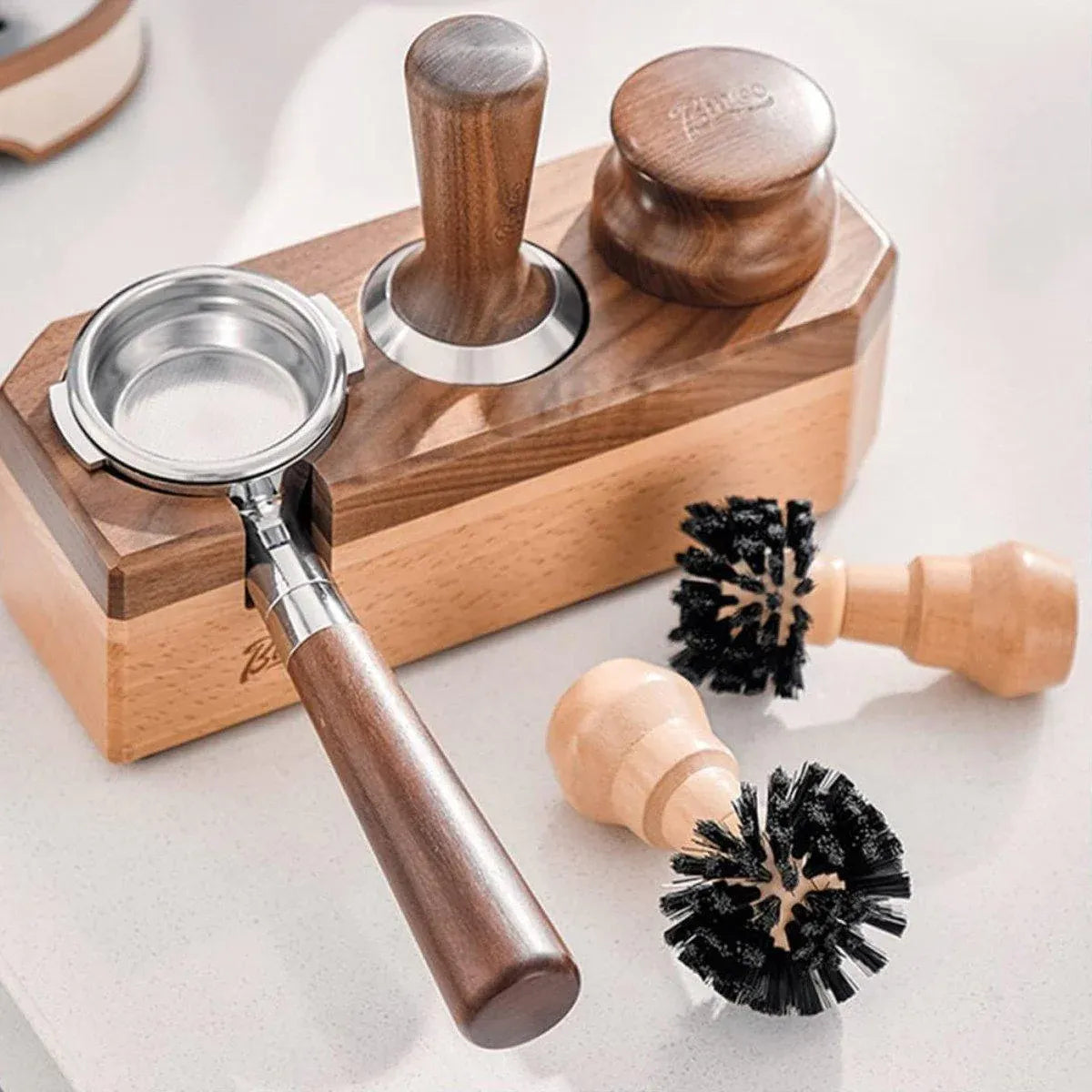 Coffee Basket Brush Coffee Cleaning Brush with Wood Handle for Portafilter Basket - Large