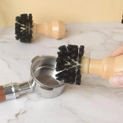 Coffee Basket Brush Coffee Cleaning Brush with Wood Handle for Portafilter Basket - Large
