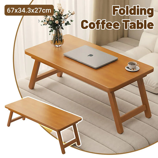 Bamboo Folding Side Table Portable Space Saving Easy Storage Stable Structure