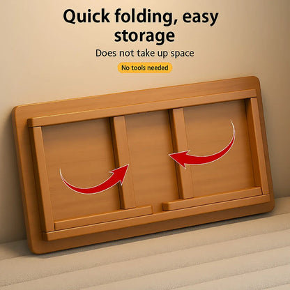 Bamboo Folding Side Table Portable Space Saving Easy Storage Stable Structure