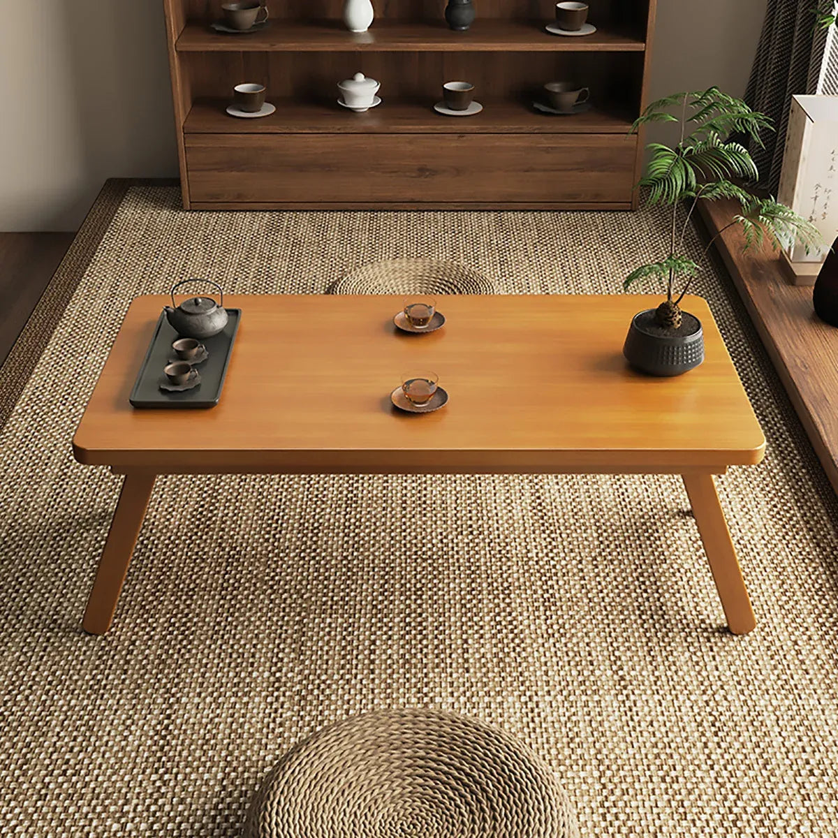 Bamboo Folding Side Table Portable Space Saving Easy Storage Stable Structure