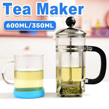 350ml 600ml Stainless Steel Glass French Press Coffee Tea Maker for Home Office - 350ML