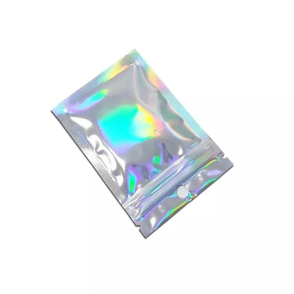 100/200X Iridescent Zip Bags for Food Storage & Holographic Makeup Pouch - 14*20cm 200PCS
