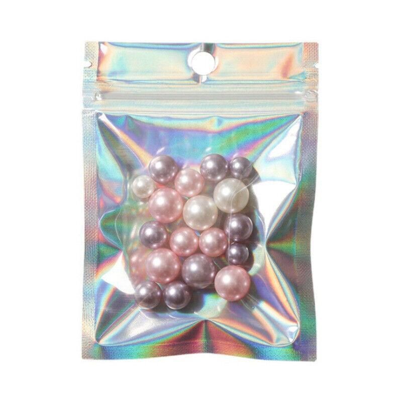 100/200X Iridescent Zip Bags for Food Storage & Holographic Makeup Pouch - 14*20cm 200PCS