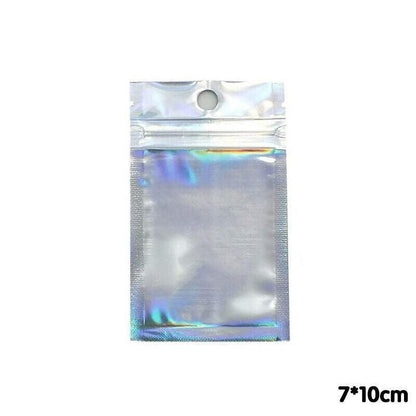 100/200X Iridescent Zip Bags for Food Storage & Holographic Makeup Pouch - 14*20cm 200PCS