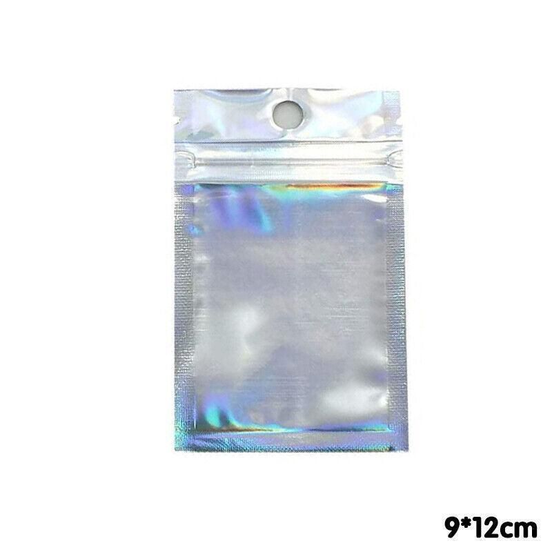 100/200X Iridescent Zip Bags for Food Storage & Holographic Makeup Pouch - 14*20cm 200PCS