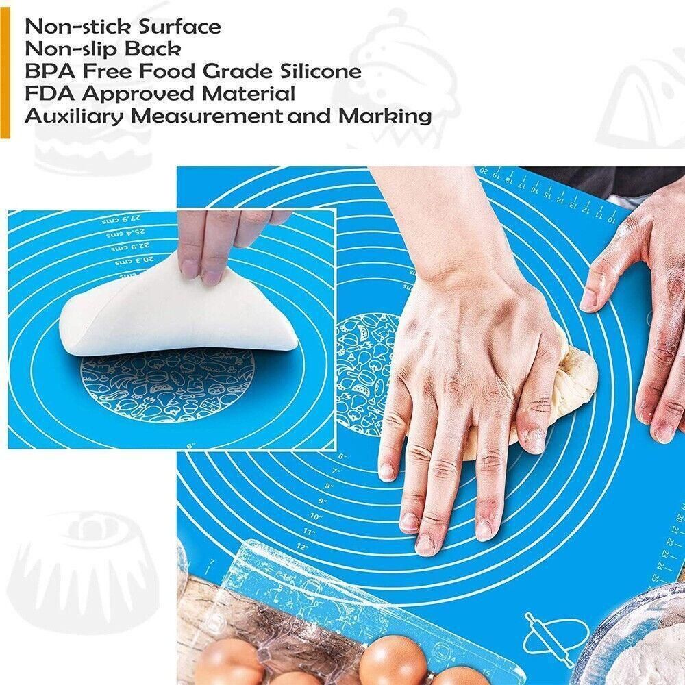 Green Reusable Non-Stick Silicone Rolling Dough Mat Cake Pastry Baking Fondant Sheet - 29*26cm