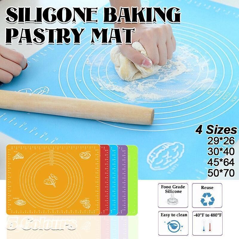 Green Reusable Non-Stick Silicone Rolling Dough Mat Cake Pastry Baking Fondant Sheet - 29*26cm