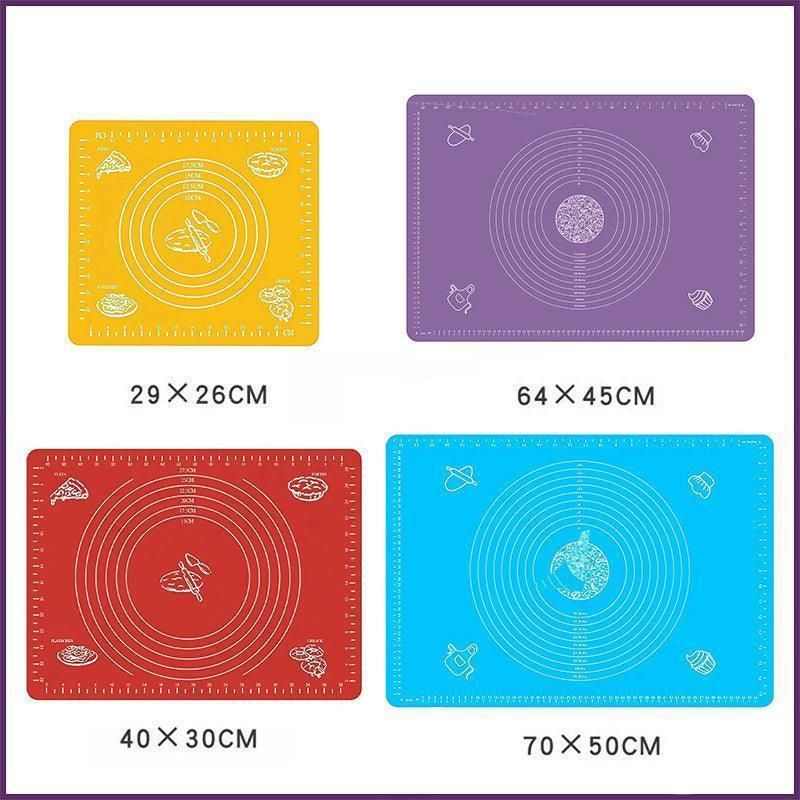 Green Reusable Non-Stick Silicone Rolling Dough Mat Cake Pastry Baking Fondant Sheet - 64*45cm