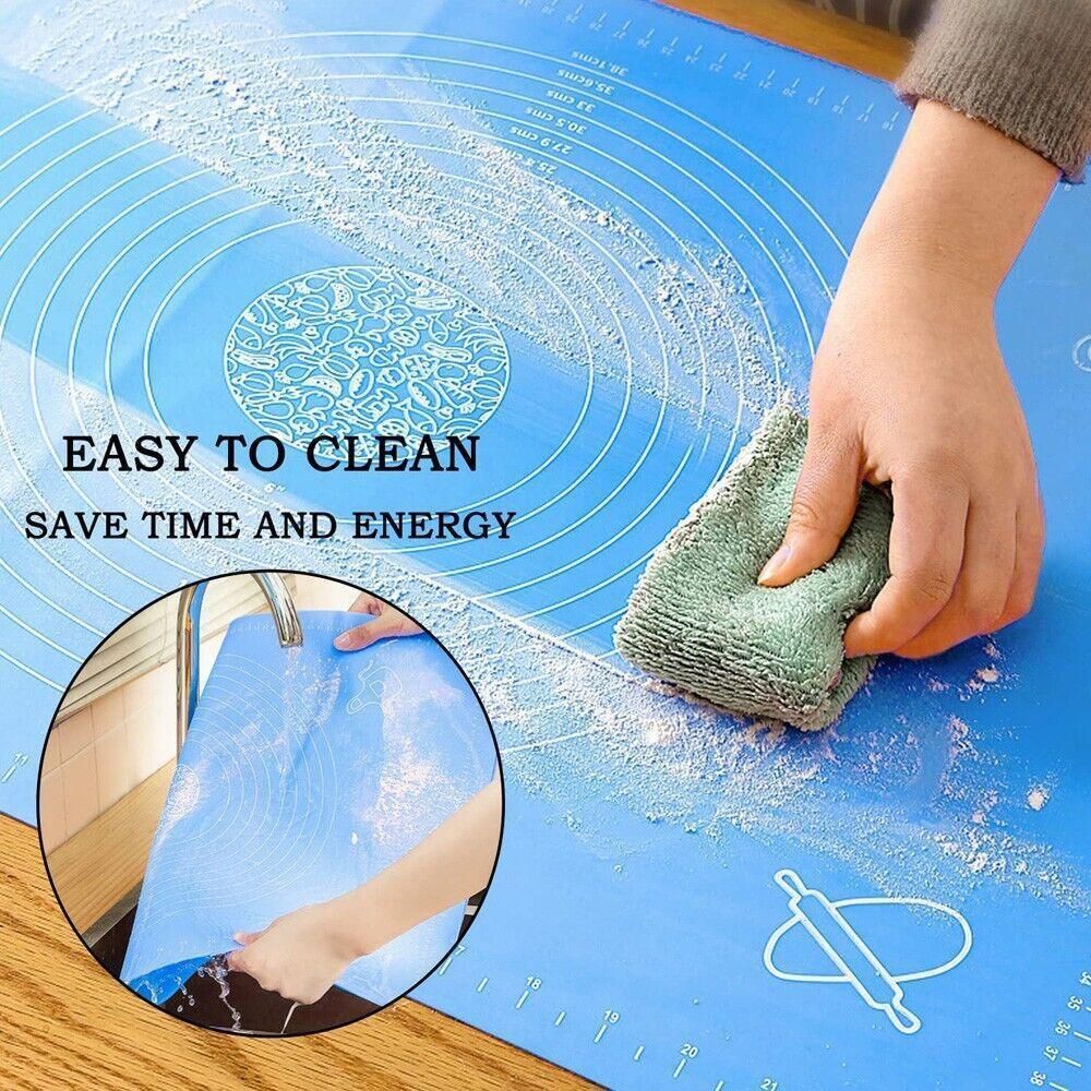 Green Reusable Non-Stick Silicone Rolling Dough Mat Cake Pastry Baking Fondant Sheet - 64*45cm