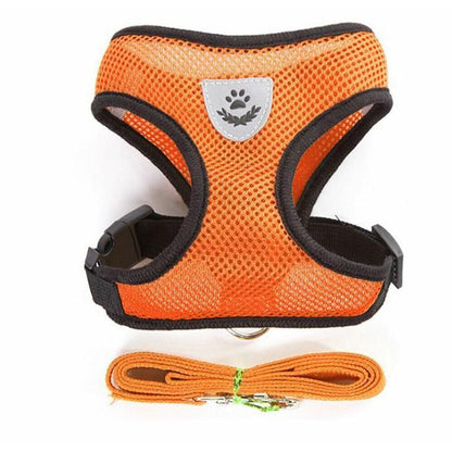 L Size Pet Dog Cat Puppy Soft Leash VEST Mesh Breathe Adjustable Harness Braces Clothes - Orange